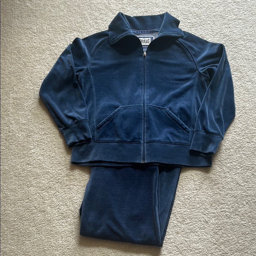 Everlast Navy Blue Velour Zip Jacket and Pants Set